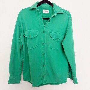 Aritzia Wilfred Free Alien Green Terry Fleece Shirt Jacket